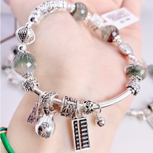 Original Design S925 Full Body Sterling Silver Green Ghost Crystal Bracelets for Women Girls Personalized Fashion Light Luxury