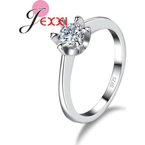 Fashion Bridal Band Jewelry Elegant CZ Crystal 925 Sterling Silver Wedding Engagement Rings For Women Party Ring Gift