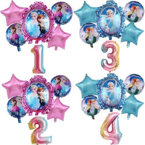 1set Elsa Disney Frozen Princess Helium Balloons 32inch Number Baby Shower Happy Birthday Party Decorations Kids Toys Girl Gifts