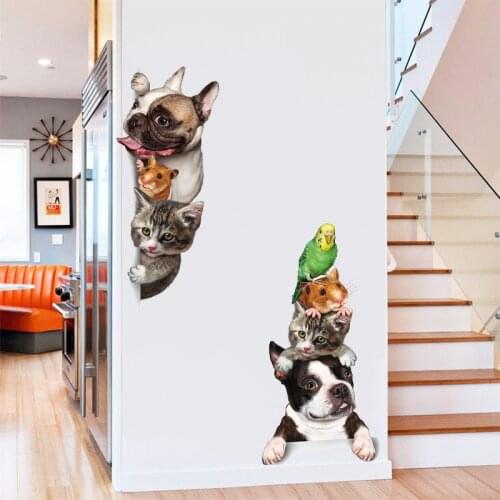 1pcs 60*25 Simulation animal funny stickers cat dog mouse Home decor painting Bedroom Living Room Refrigerator Door wall Sticker