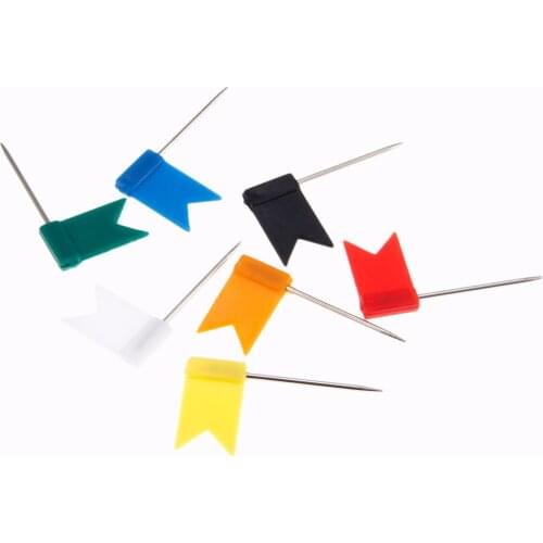 100pcs Multi Color Flag shaped Push Drawing Pins Notice Cork Board Map Marker Thumbtack Pins Office Supplies