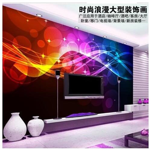 3d wallpaper custom Non-woven Curve light feeling cool bar KTV background wallpaper