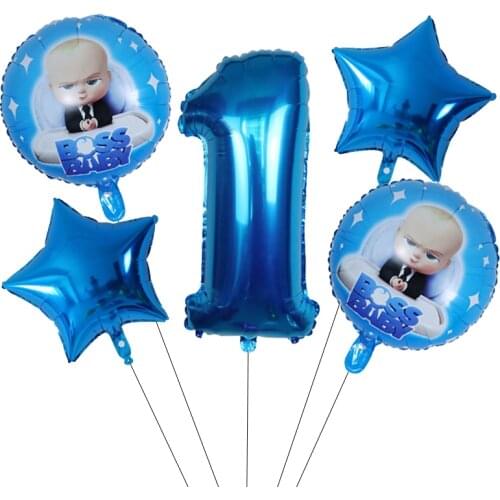 5Pcs Cartoon Set Boss Baby Balloon 30Inch Number Blue Foil Baby Shower 1 2 3 4 5 6st Birthday Party Decoration Helium Supplies