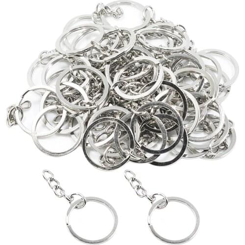 50 Pieces Metal DIY Jewelry Making Split Keychain Ring Parts Key Chains Findings With 25mm Open Jump Ring