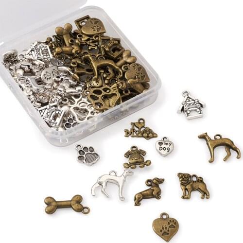 88pcs/Set Mixed Animal Dog Paws Alloy Pendants Vintage Tibetan Style Charms For Handmade DIY Bracelet Neacklace Jewelry Making