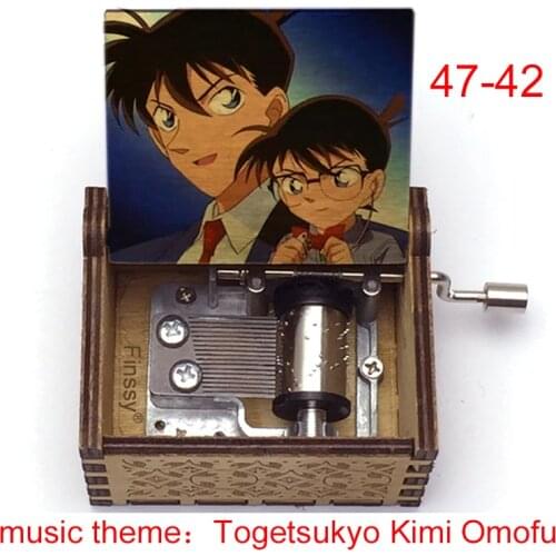 Wood cute detective conan print Music Box Castle In The Sky Hand ed Musical Box For Kids birthday christmas Gift Present