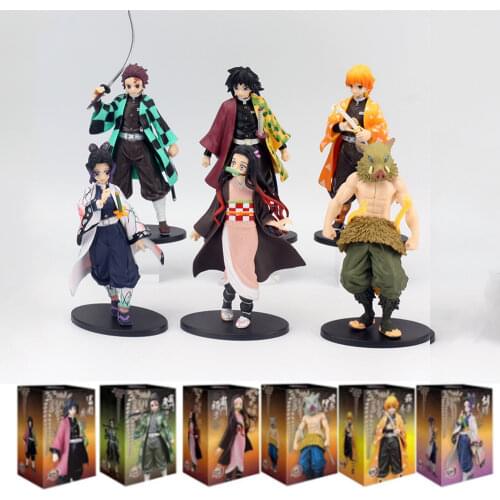 Anime Demon Slayer Figure Kamado Tanjirou Nezuko Action Figures PVC Model Toys Zenitsu Figurine Inosuke Kimetsu No Yaiba Figura