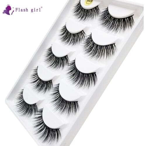 Flash girl New design 026 good quality 5 pairs 100% handmade 3D mink natural long false eyelashes