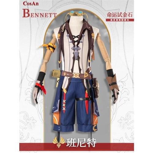 Hot Game Genshin Impact Bennett Cosplay Costume Male Handsome Fashion Battle Uniform Activity Party Role Play Clothing XS-XL