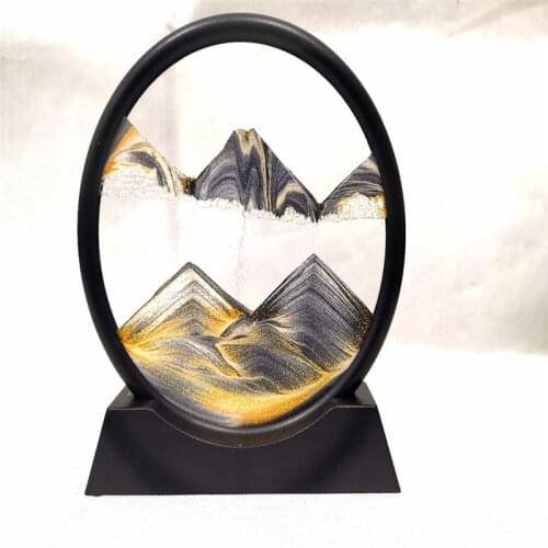 Creative 3D Hourglass with Shelf Deep Sea Sandscape Quicksand Painting Moving Sand Art Picture Home Decor Desk Decorations