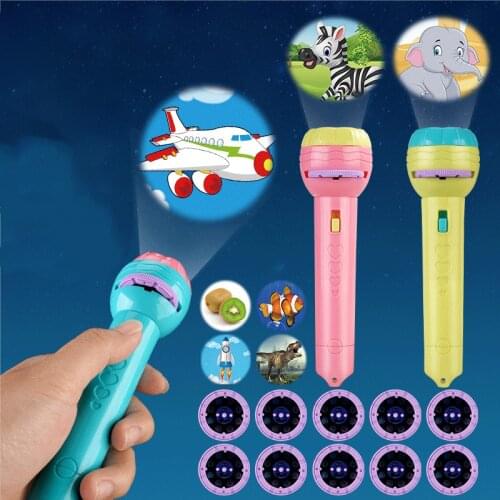 Flashlight Projector Torch Lamp Toy Baby Sleeping Story Book Early Education Toy for Kid Holiday Birthday Xmas Gift Light Up Toy