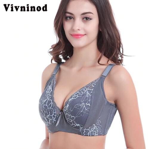 2020 Hot Sale Plus Size Bras Cotton Full Cup Women Sexy Lace Push Up Bras New One Piece Side Gathering D Cup Thin CUP C D E Bras