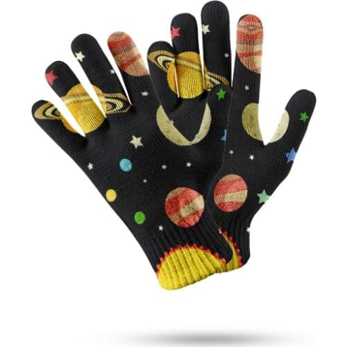 Fashion Universe Planet Pattern Winter Gloves Multi-Function Knitted Touch Screen Gloves Men And Women Soft Warm Mitten Glove