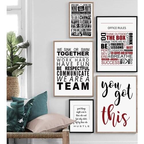 Motivational Teamwork Office Quotes Nordic Posters And Prints Wall Art Canvas Painting Wall Pictures For Living Room Home Decor