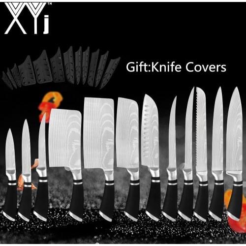 Stainless Steel Kitchen Knife Set Boning Cleaver Slicer Utility Knife Home Health Household New Year Christmas Gift Knife Sheath