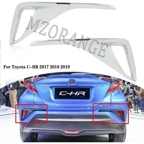 2pcs trim tail rear fog light cover stick part for Toyota CHR CH-R 2017-2019 Rear Fog lamp frame Car body ABS Chrome covers