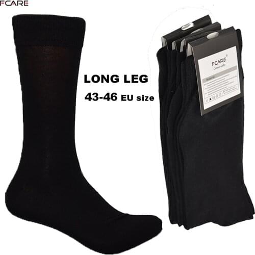 Fcare 10PCS=5 pairs 43, 44, 45, 46 EU plus size long leg business socks crew socks men cotton dress business black socks