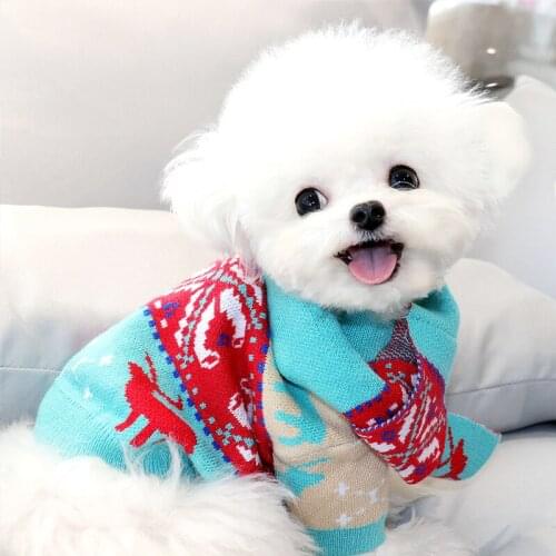 New Year Christmas Dog Sweater Autumn and Winter Teddy Warm Pullover Puppy Fashion Clothes Soft Dog Two-legged Clothes