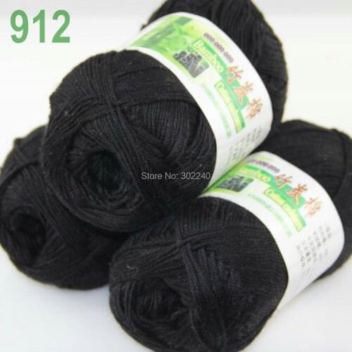 Lot of 3 Skeins Super Soft Natural Bamboo Cotton Knitting Yarn Black 912