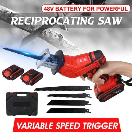 Doersupp Cordless Reciprocating Saw +4 Saw blades Metal Cutting Wood Tool Portable Woodworking Cutters 48V With 1/2 Battery New