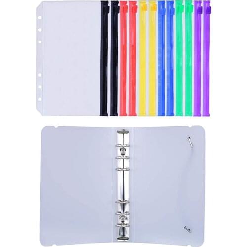 A6 Clear Plastic Binder Pockets 4 1/5 x 6 3/4 Loose Leaf Bags Organizer Budget Envelope System, with Clear Binder Cover