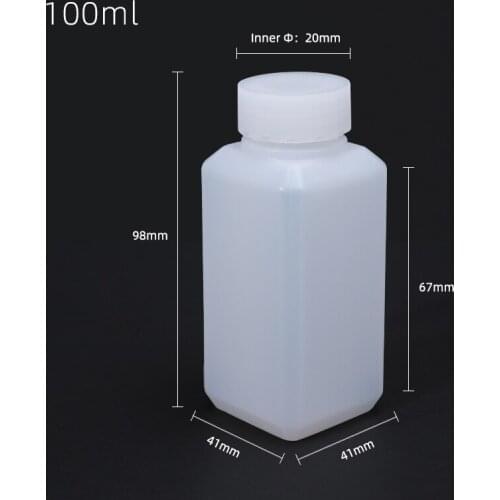 Empty 100ML Square Bottle Leakproof liquid Reagent Bottles Narrow Mouth HDPE Storage Containers Food Grade