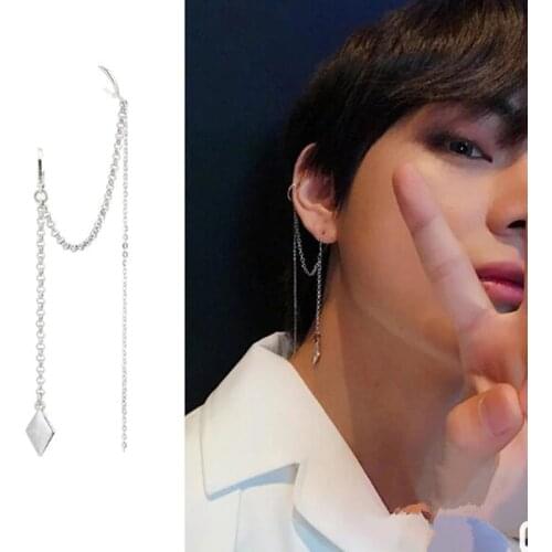 1PCS Fashion Jewelry Korean Boys Album Rhomboid Stud Earrings For Women Brincos Men BTSARMY Earring Acessorios