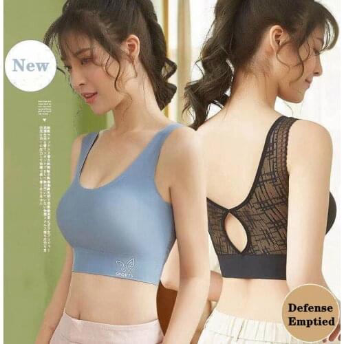 Thin Sports Seamless Latex Bra Women Gathers Bralette Lace Beauty Back Hollow Out Bra Sexy Push-Up Brassiere With Pad Vest Top