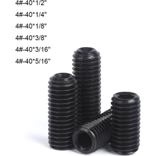 10pcs UNC 4#-40 Grade12.9 High Tensile Carbon Steel Hexagon Hex Socket Cup Point Set Screws Grub Screw