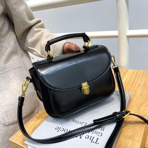 Vintage PU Leather Crossbody Bags Luxury Brand Handbags 2021 Womens Shoulder Bags Small Hand Bag Totes High Quality Black