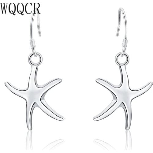 WQQCR Earring pendant Korean new earrings S925 silver exaggerated starfish ladies fashion exquisite jewelry anti-allergy