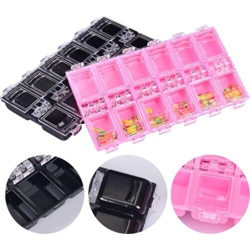 12 Grids Jewelry Bead Organizer False Nails Rhinetones Storage Box Nail Dust Collector Nail Art Supplies Manicure Tools
