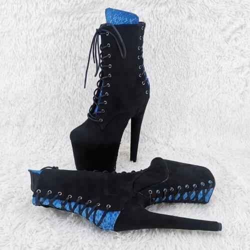 Leecabe 20CM/8inches suede with snake Pole dancing shoes High Heel platform Boots closed toe Pole Dance boots