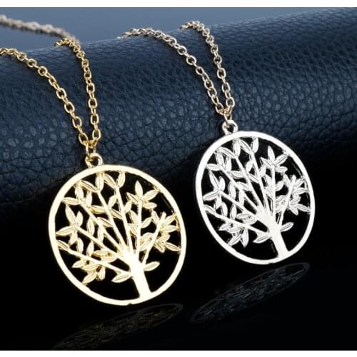 Life of Trees Pendant Necklace Charms Jewelry Necklace Gold Sliver Color Necklace Chain Metal Neck Lace for Women Girls Men Gift