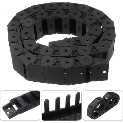 1pc Black Long Plastic Nylon Cable Drag Chain Towline 1M 1000mm 40" Wire Carrier R38 18*37mm For CNC Router Machine Tools Mayitr