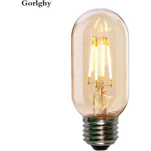 2pcs COB Filament Light T45 4W E27 360lm Edison Vintage Retro Tube LED Filament Bulb Warm Cool White Color for Lighting Decora