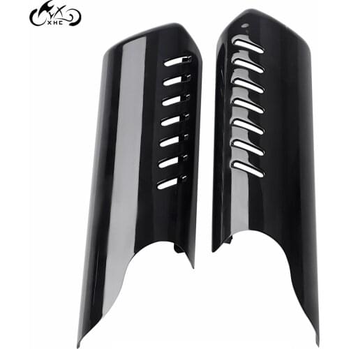 2X Motorcycle Black ABS Plastic Fork Lower Leg Deflectors Shield For Harley Dyna Softail Street Bob FXDB FXST FXSTB FXSTC FXDWG