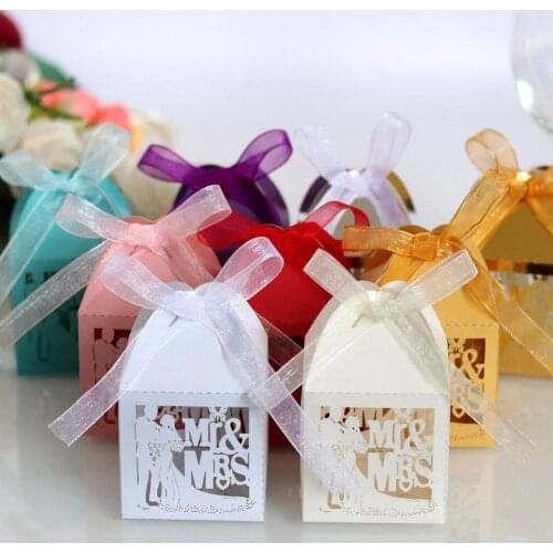 20Pcs Cutout Butterfly Candy Boxes Mr Mrs Wedding Decoration Party Favor Chocolate Case packaging box wedding gifts for guests