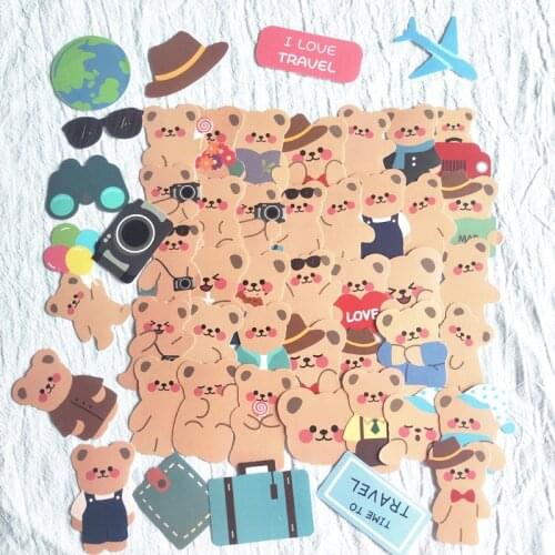 50Pcs INS Lovely Travel Bear Stickers Diary Stickers Scrapbooking Planner Japanese Kawaii Decorative Stationery Stickers