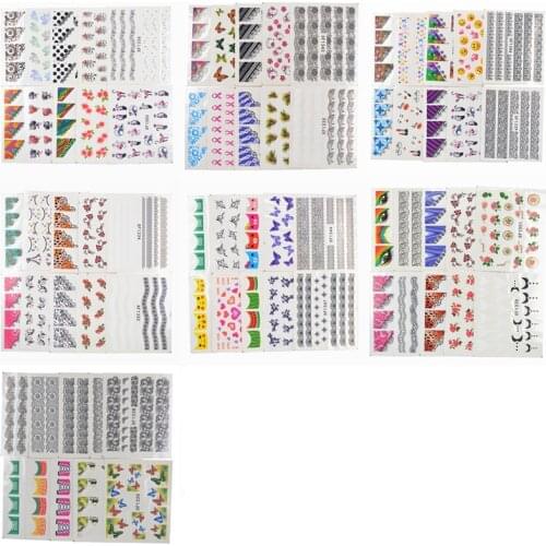 YWK 600 Designs Optional DIY Nail Decals Lace Flower Leopard Cartoon Designs Water Transfer Printing Nails Stickers For Women