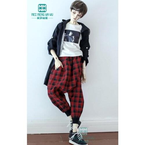 BJD accessories doll clothes for 70cm BJD doll fashion Plaid harem pants black White Red