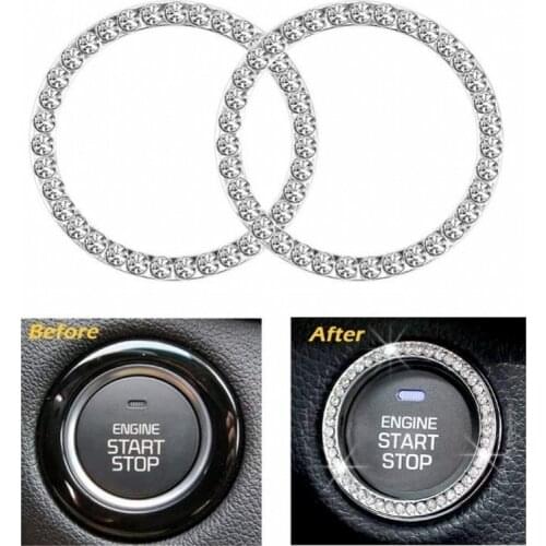 Car Diamond Sticker Ignition Key Ring for Auto Motorcycle Styling Rhinestone Decoration One-key Open Decals Ring Key Circle