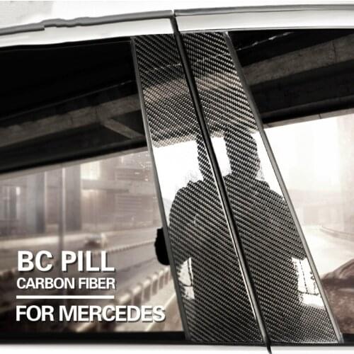 Carbon Fiber Car Window B C Pillars Auto Stickers Trim Covers Car Styling for Mercedes W204 C E Class GLA GLC GLK Accessories