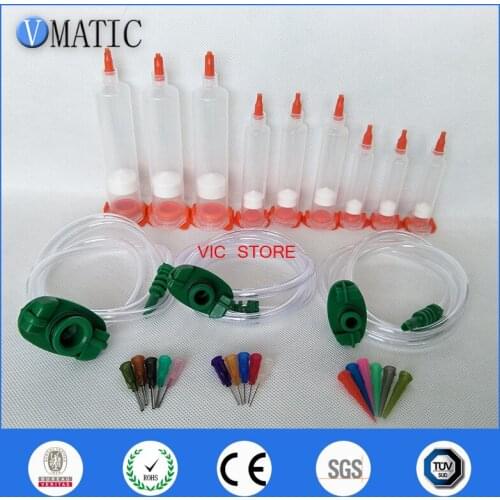 Free Shipping Liquid Dispenser Solder Paste Adhesive Glue Pneumatic Syringe 30/10/5cc ml With Barrel Adapter & Needle Tip