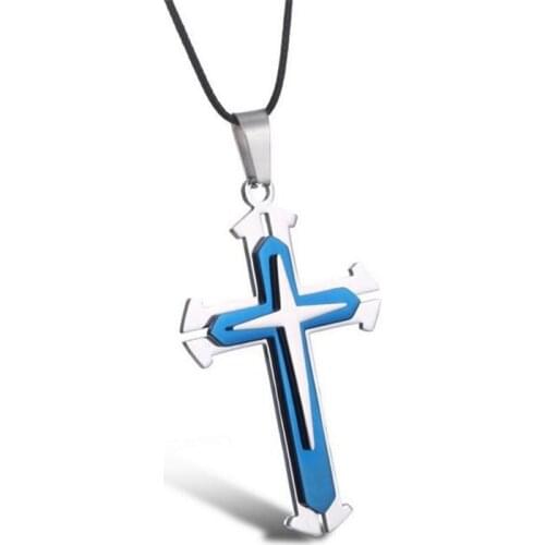 Wholesale Gold Silver Color Jesus Cross Chain Unisex Stainless Steel Chain Jewelry Necklace Pendant For Men Womens Accesories