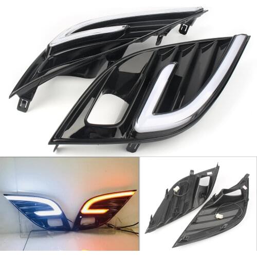 For Toyota Camry SE XSE 2018 2Pcs Car Turn Signal Lamp Fog Light LED DRL Daytime Running White+Yellow+Blue Lights 3Colors