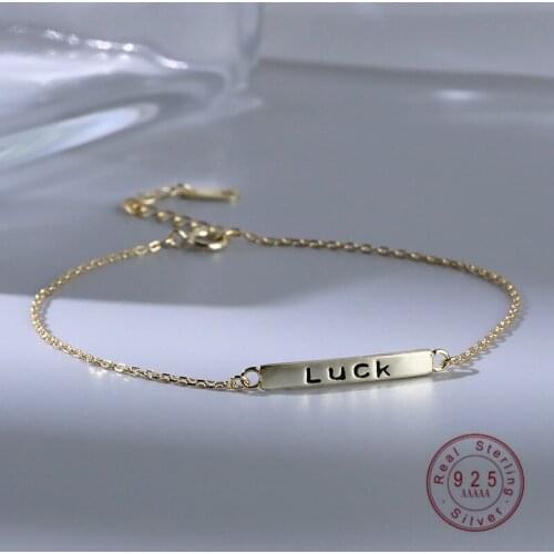 HI MAN 925 Sterling Silver INS Simple Square LUCK Bracelet Women Korean Silver Jewelry