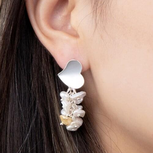 Jaeeyin 2020 Fashion Sweet Heart Drop Earring Gold Color Natural Baroque Freshwater Pearl Luxury Tassel Fine Jewelry Wedding