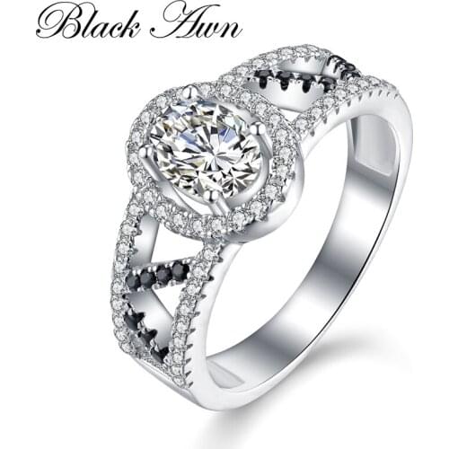 [BLACK AWN] 4Gram 925 Sterling Silver Jewelry Rings for Women Femme Bijoux Bague Girl Gift C335