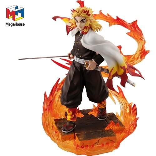 Megahouse Original Anime Model Demon Slayer G.e.m. Rengoku Kyoujurou 21Cm Cartoon Statue Collectile Action Figure Toys Gifts